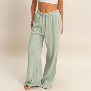 Acid Wash French Terry Wide-leg Pants